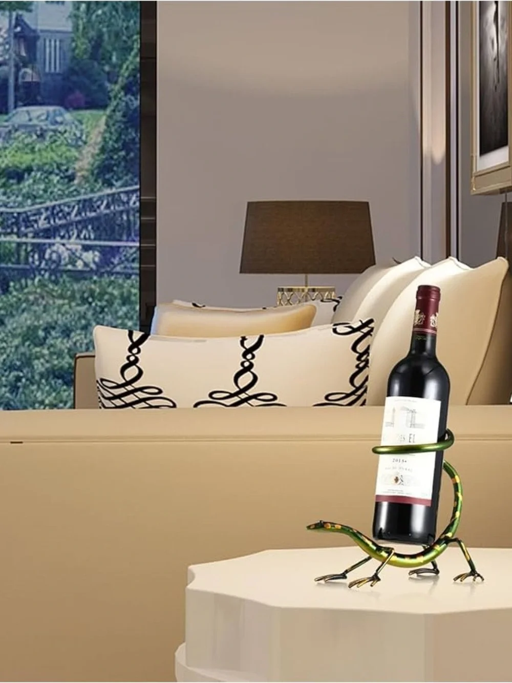 Gecko Wine Rack Metal Lizard Tabletop Wine Bottle Holder Barware Iron Figurine